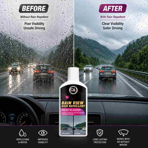Q4 ever Rain View Rain Repellent | see clearly. Drive safely