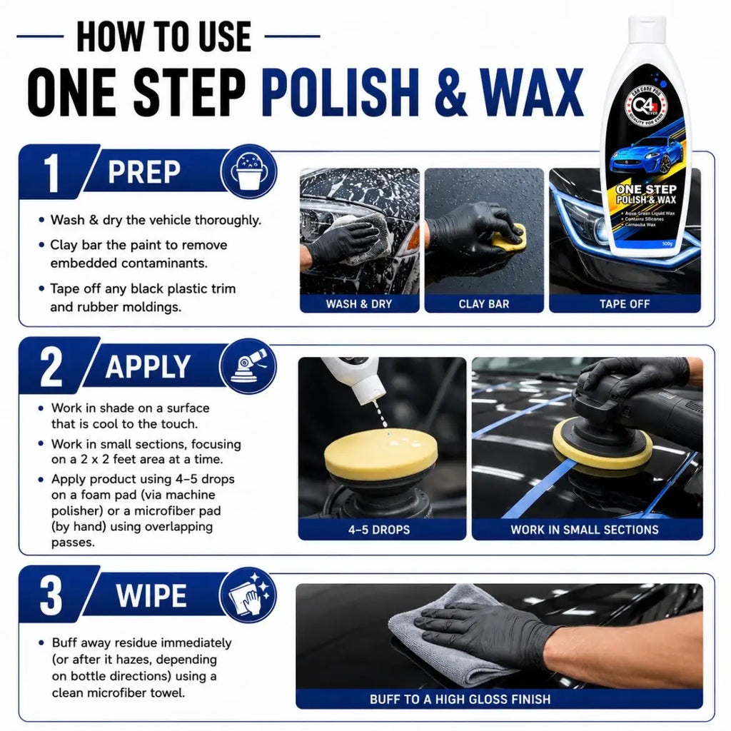 Q4 EVER One Step Polish & Wax 500g | Carnauba Wax Car Polish with Gloss & Paint Protection