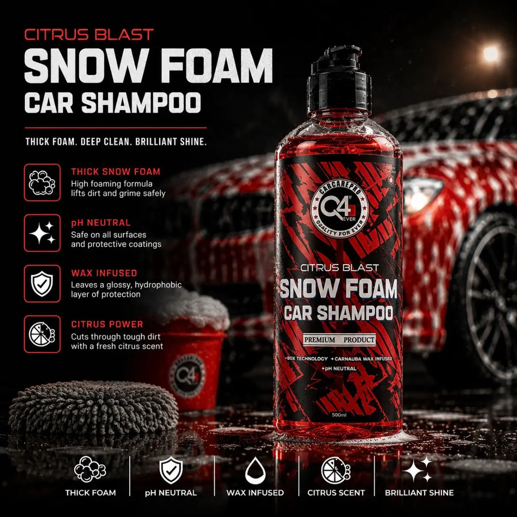 Q4 EVER Snow Foam Car Shampoo 500ml | Microfiber Cloth 250 GSM